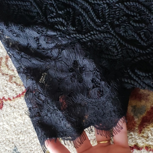 Whispers New York Lace Short Sleeve Black Textured Blouse - Picture 3 of 12